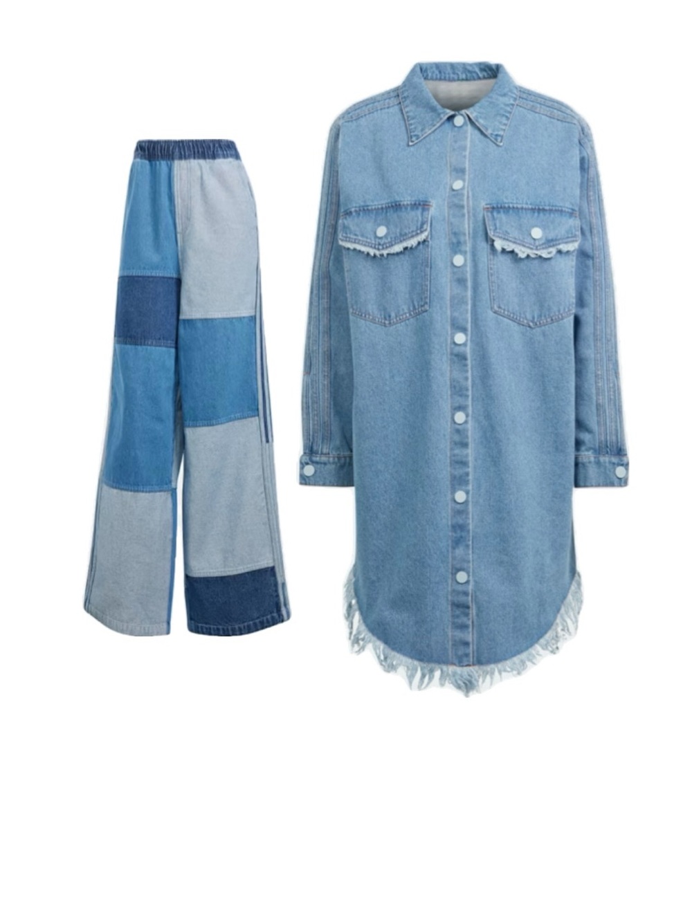 adidas X Kseniaschnaider Denim Patchwork Outfit Size Medium